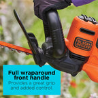 BLACK+DECKER 22" Electric Hedge Trimmer, Lightweight 4.0 Amp Corded Dual Action Shrub Trimmer, Full Wraparound Handle, High Output Low Vibration (BEHT350FF)