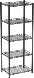 VETALLO Wire Shelving Units,5 Tier Metal Shelves,Storage Rack Small Shelf, Utility Narrow Standing Racks Unit for Kitchen,Garage, Pantry, Laundry,Bathroom,Closet Organizer (16.6" L x 11.8" W x 53" H)