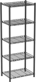 VETALLO Wire Shelving Units,5 Tier Metal Shelves,Storage Rack Small Shelf, Utility Narrow Standing Racks Unit for Kitchen,Garage, Pantry, Laundry,Bathroom,Closet Organizer (16.6" L x 11.8" W x 53" H)