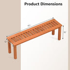 Tangkula 47 Inch Patio Wood Bench, 2-Person Backless Bench w/Slatted Seat, Indoor Outdoor Dining Bench for Backyard, Poolside, Entryway, Porch