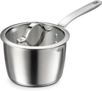 Tramontina Tempo Tri-Ply Base Stainless Steel 2-Quart Small Sauce Pan with Glass Lid, Induction-Ready Saucepan, Oven-Safe, Dishwasher-Safe