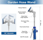 Watering Wand, 16" Aluminum Garden Hose Nozzle with 180° Rotating Ratchet Head, 9 Spray Patterns & Adjustable Flow Control - Perfect for Water Hanging Baskets and Shrubs