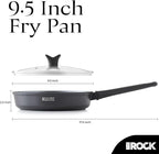 THE ROCK SOHO 9.5-Inch Nonstick Frying Pan with Lid – Compact for Urban Kitchens, Nothing Sticks, Never Warps, Lasts Longer, Oven & Dishwasher Safe, Black