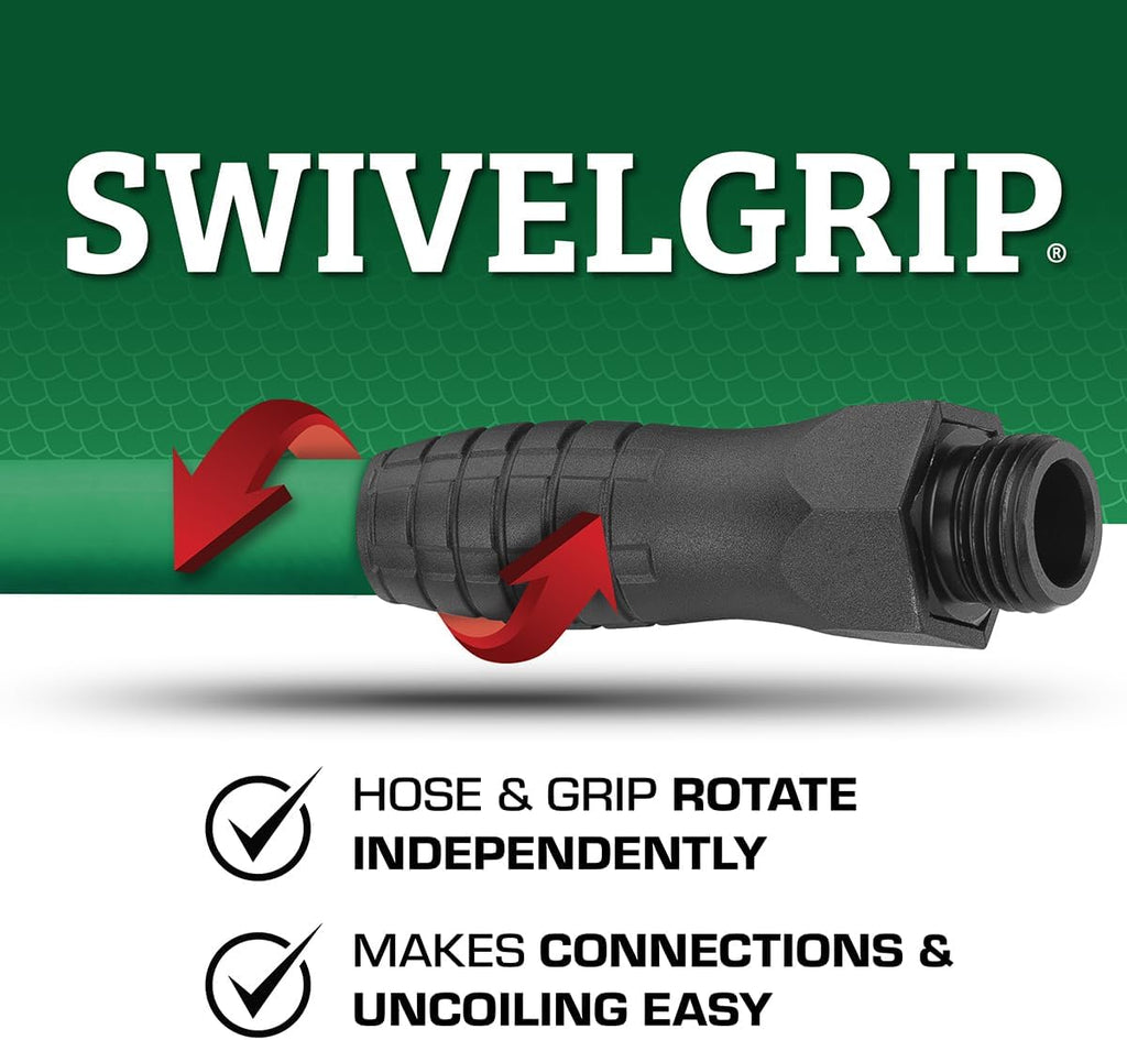 Flexzilla Colors SwivelGrip Garden Hose 5/8 in. x 50 ft., Lightweight All-Weather Water Hose, Durable and Flexible, Leak-Free Connections, Forest Green