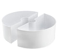 AuldHome Design Umbrella Planter for Patio Table w/Umbrella Hole (White), Enamelware Half-Circle Planter Pots
