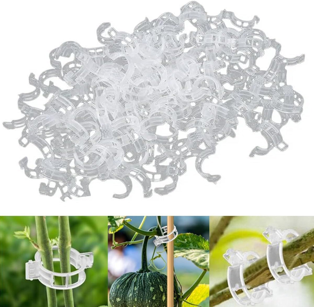 50 PCS Secured Plastic Plant Clip, Plant Support Clips, Garden Clips for Climbing Plants, Plastic Trellis Clips Plant Support Clips Tomato Grape Vine Vegetables Plant Fixing Clips (50, White)