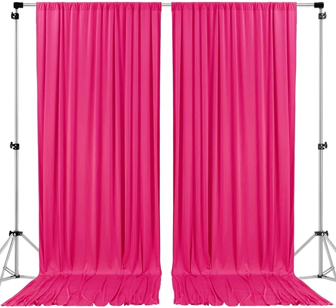 AK TRADING CO. 10 feet x 10 feet Polyester Backdrop Drapes Curtains Panels with Rod Pockets - Wedding Ceremony Party Home Window Decorations - Fuchsia