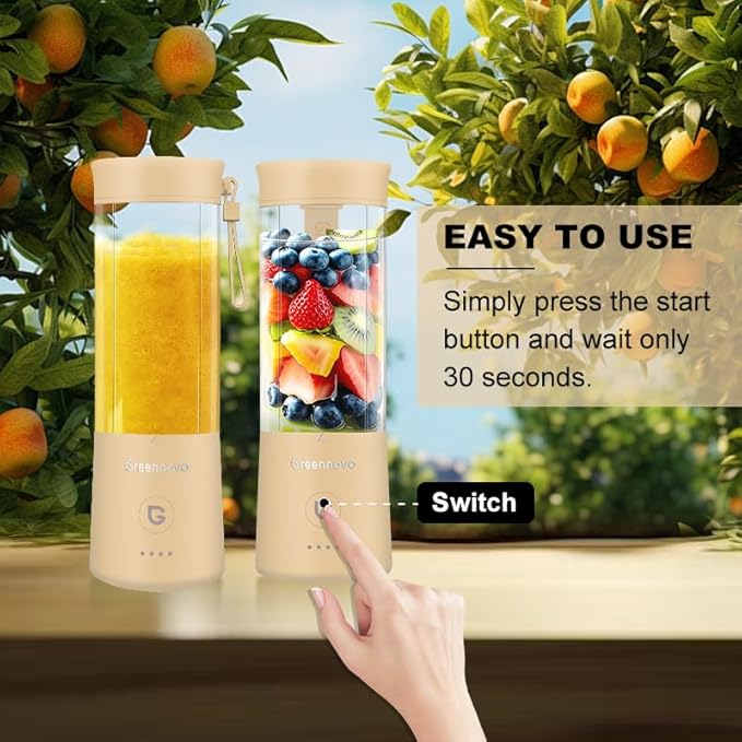 Portable Blender 500ml Personal with 6 Sharp Blades Rechargeable 5000mAh 18000-22000rpm Power for Shakes & Smoothies, BPA Free, for Kitchen, Office, Gym, Hiking (pink)