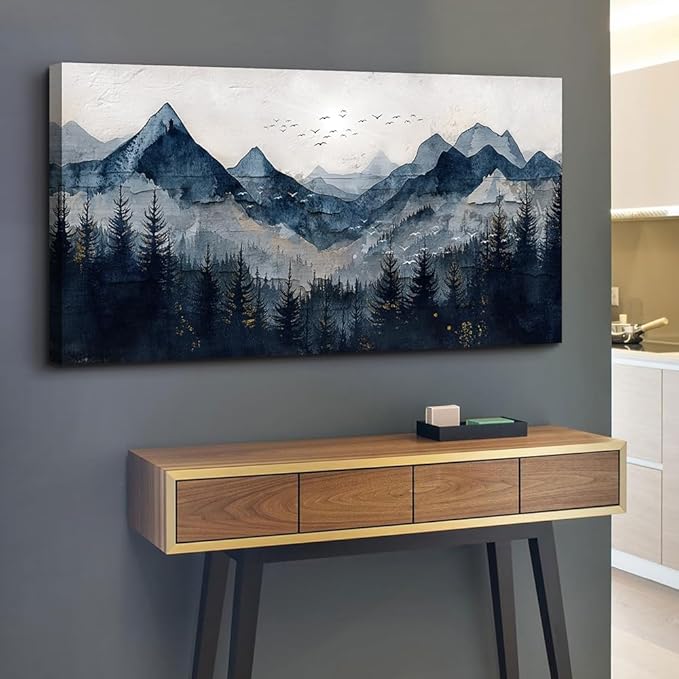 Wapluam Wall Art for Living Room Home Decorations Black And White Wall Painting Canvas Wall Decor For Bedroom Modern Office Large Decor Abstract Mountains Landscape Artwork Pictures Ready To Hang