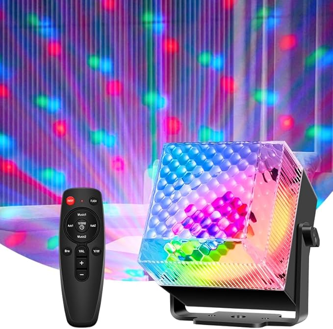 Sound Activated Party Lights Disco LED Light with Remote Control LED Strobe Mood Lighting for Home Room Dance Parties Christmas Halloween Birthday
