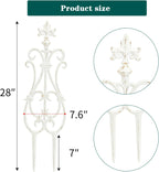 Sungmor Decorative Cast Iron Flower Bed Fence, 28" Tall Vintage Garden Edging Border, 4 Pack Heavy Duty Landscape Picket Fence Panels, Outdoor Plant Support Garden Stake, Victorian Yard Lawn Decor