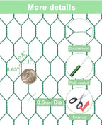 vensovo Garden Poultry Green Chicken Wire - 16.5 '' × 315 '' Chicken Wire Floral for Crafts, Garden Fence Animal Barrier, 1 inch Mesh Poultry Netting Fence, Pet/Rabbit/Chicken Wire Fencing