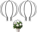 Metal Plant Circle Trellis, Garden Sculpture Globe Trellis for Climbing Plants Outdoor Potted Round Planter Trellis Black Décor Garden Ornament for Patio Doorway Home Urn Filler-18.5"x14.96", 2Pack
