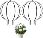 Metal Plant Circle Trellis, Garden Sculpture Globe Trellis for Climbing Plants Outdoor Potted Round Planter Trellis Black Décor Garden Ornament for Patio Doorway Home Urn Filler-18.5"x14.96", 2Pack