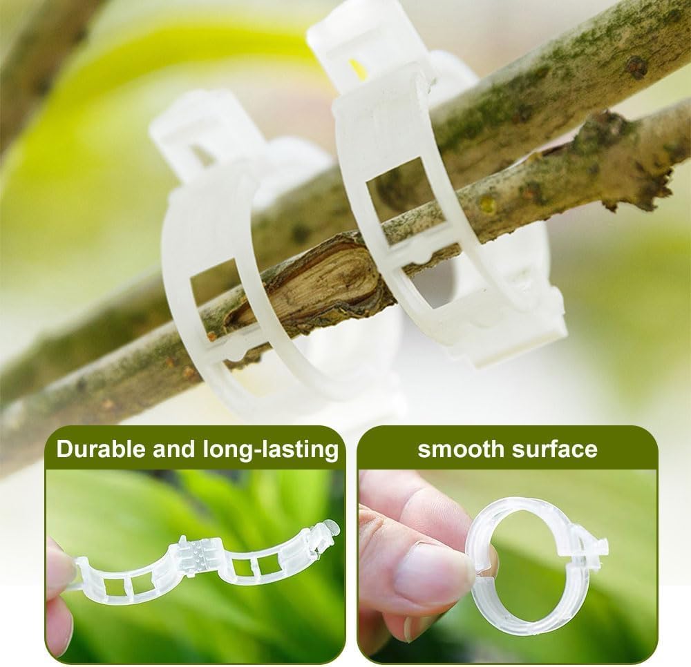 300 PCS Secured Plastic Plant Clip, Plant Support Clips, Garden Clips for Climbing Plants, Plastic Trellis Clips Plant Support Clips Tomato Grape Vine Vegetables Plant Fixing Clips (300, Green)