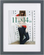 RPJC 11x14 inch Picture Frame Made of Solid Wood and High Definition Glass Display Pictures 8x10 with Mat or 11x14 Without Mat for Wall Mounting Photo Frame Grey