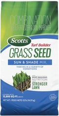 Scotts Turf Builder Grass Seed Sun and Shade Mix with Fertilizer and Soil Improver, Thrives in Many Conditions, 32 lbs.