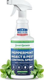 All Natural Peppermint Oil Insect & Pest Control Spray Repels Mice, Spiders, Ants, for Home, Indoor, Outdoor, Garden Maximum Strength Smart Grower Ready to Use 32 FL OZ