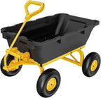 VINGLI Heavy Duty Dump Cart Wagon, 770LBS Quick-Release Dump Poly Wheelbarrow, 10in All-Terrain Pneumatic Tires Garden Wagon for Garden, Yard, Beach