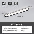 47.1 Inch Dimmable Metal LED Ceiling Light,Slim, Edge Lit - 65W Full Spectrum Linear Ceiling Lamps,3000-6500K Modern Ultra Thin Low Profile Light Fixture for Kitchen, Home & Office Hallway