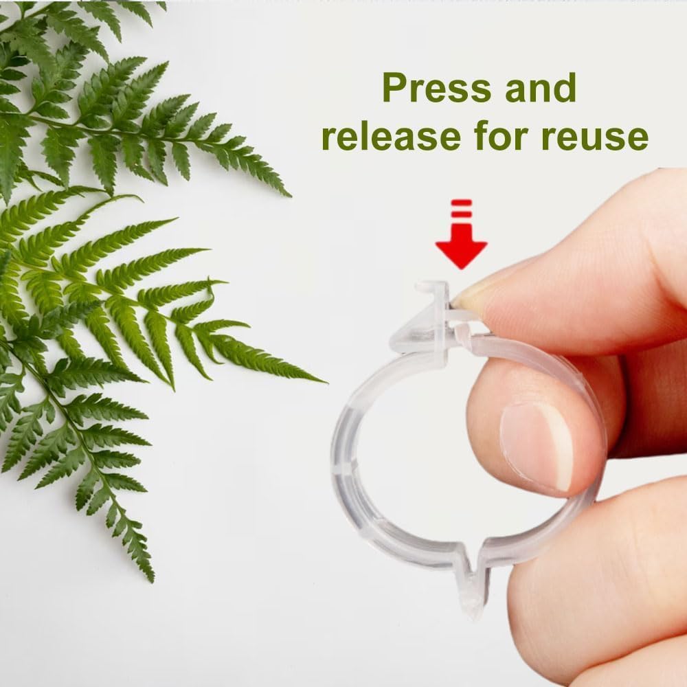 Plant Support Clips Reusable Garden Clips, Secured Plastic Plant Clips, Tomato Support Clips for String Trellis for Climbing Plants Outdoor Indoor Plant Flowers Stem Vine Fixing Clips (100, Green)