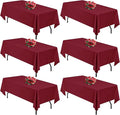 Burgundy 6 Pack Polyester Table Cloth 60 x 84 Inch, Rectangle Tablecloths for 6 Foot Tables Washable Table Cloth for Party Wedding