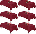 Burgundy 6 Pack Polyester Table Cloth 60 x 84 Inch, Rectangle Tablecloths for 6 Foot Tables Washable Table Cloth for Party Wedding