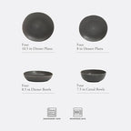 Gibson Elite Zion Mist 16 Piece Stoneware Reactive Glaze (Service for 4) Ceramic Plates and Bowls Modern Organic Dinnerware Set - Black