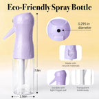 RMNJPW 3Pcs Continuous Spray Bottles For Hair,Ultra Fine Mister for Hair Styling, Plants, Cleaning, Salon, Misting & Skin Care (200ML Green+Pink+Purple)