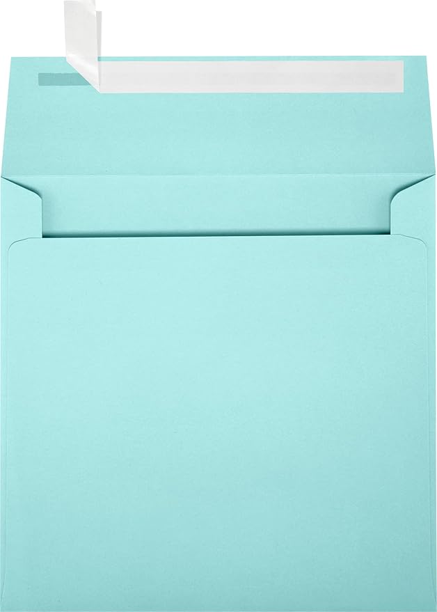 LUXPaper Square Invitation Envelopes | Peel & Press | 5 1/4" x 5 1/4" | Seafoam Blue | 80lb. Text | 50 Qty