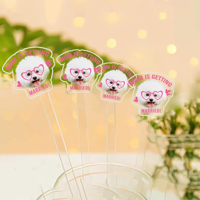 Custom 50 Pcs Double-Sided Wedding Pet Stir Sticks, Personalized Dog Cat Stir Stick, Acrylic Cocktail Stirrers, Wedding Drink Stirrers, Bachelorette Party Decorations, Bridal Shower Gifts