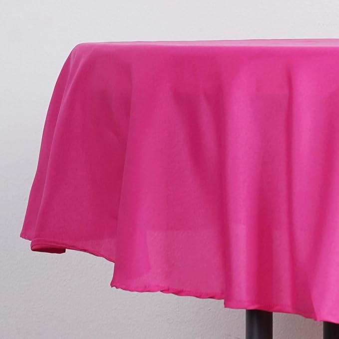 Efavormart Round Tablecloth, 90 Inch Stain & Wrinkle Resistant Washable Table Cloth, Decorative Polyester Fabric Table Cover for Banquet, Wedding, Dining- Fushia