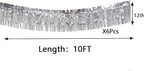 We Moment 6 Pack 10 Feet Silver Foil Fringe Garland Metallic Tinsel Banner Wall Hanging Fringe Curtain Glitter Backdrop Banner for Parade Floats Birthday Bachelorette Silver Party Decorations