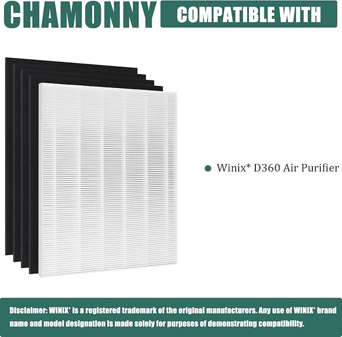 D360 True HEPA Replacement Filter D3, Compatible with D360 Air Purifier, Compare to D3 Filter, Item Number 1712-0101-02,2 H13 True HEPA Filters + 8 Activated Carbon Pre-Filters