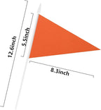 12 Pack Orange Pennant Flags Small Mini Hand Held Solid Color Pennant On Sticks Flags with 12.6"Solid Pole & Spear Top,Party Events Celebration,School,Grand Opening,Kids Birthday,Sports Clubs