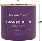 Colonial Candle Smoked Plum Brandy Jar Candle, Pop of Color Collection, 3 Wick, Purple, 14.5 oz - Up to 60 Hours Burn