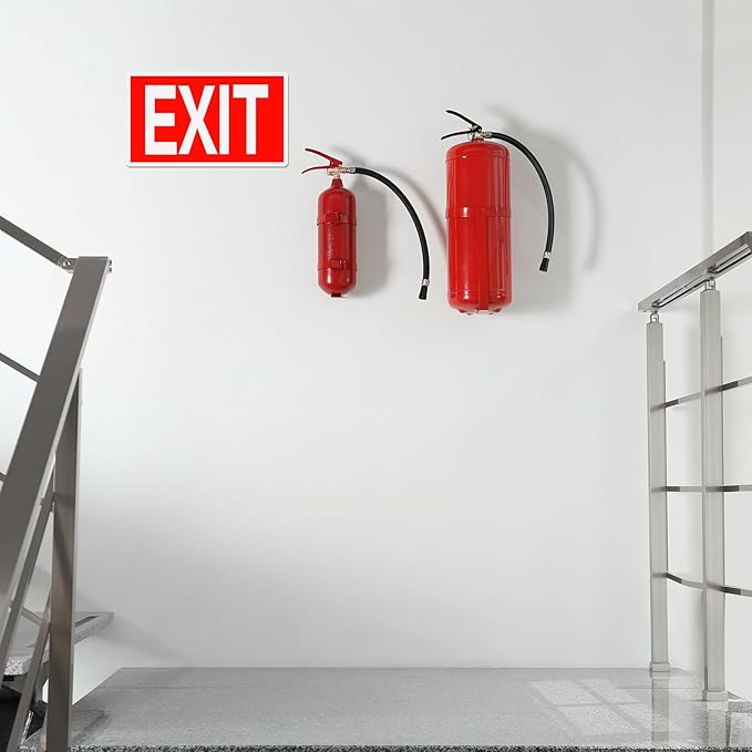 10 Pcs Glow in the Dark Exit Signs for Business 12 x 7 Inch Photoluminescent Signs Stickers for Indoor Outdoor for Business, Office, Warehouse (with Arrows)