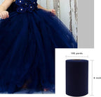 Navy Blue Tulle Fabric Roll 6 Inch X 300 FT (100 Yards) Matte Tulle Ribbon Netting Mesh Spool for DIY Tutu Skirt Wedding Bow Gift Wrapping Baby Shower Christmas Party Halloween Decorations