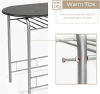 VINGLI 3 Piece Dining Set,Small Kitchen Table Set for 2,Breakfast Table Set,Kitchen Wooden Table and 2 Chairs for Small Space/Dining Room/Apartment,Metal Frame,Wine Rack,Sliver&Black