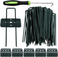 Bakulyor 50 Pcs Green Artificial Turf Stakes Anchor + 50 Pcs Buffer Washer, 6 Inch 11 Gauge Landscape Staples, Galvanized Lawn Spikes, Heavy Duty Yard Ground Pin for Grass Weed Barrier Sod Fabric