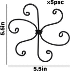 Black Monstera Plant Support 5.5IN 5PCS Premium Stem Support System for Indoor Plants, Durable Stabilizer for Monstera and Climbing Plants, Easy Installation Leaf Holder, Fishbone Cactus Stake