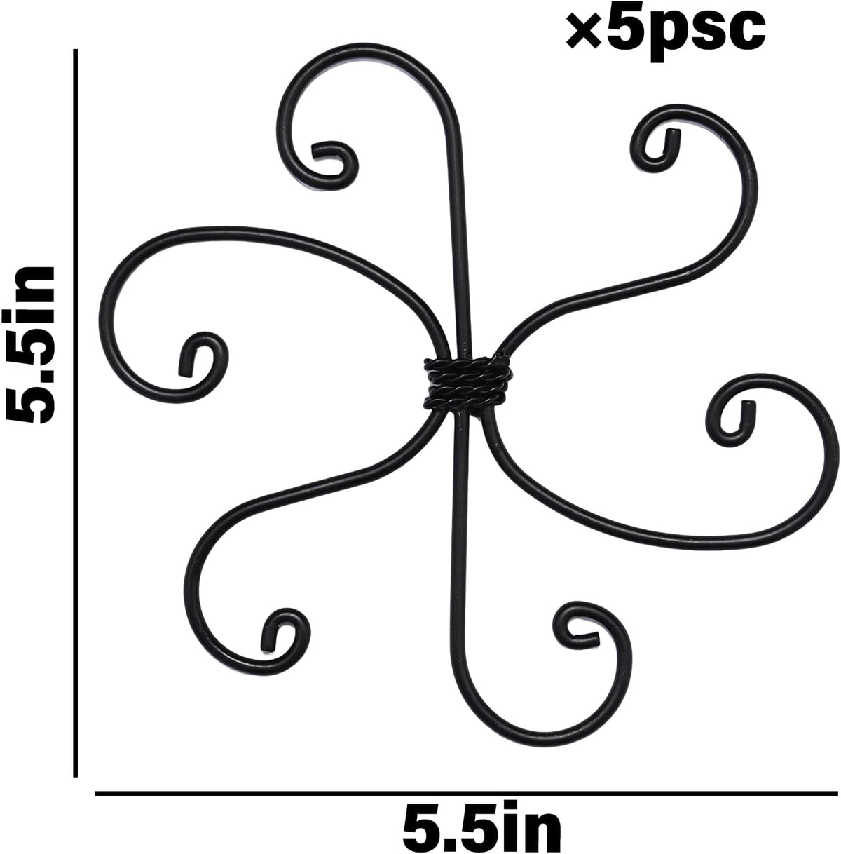 Black Monstera Plant Support 5.5IN 5PCS Premium Stem Support System for Indoor Plants, Durable Stabilizer for Monstera and Climbing Plants, Easy Installation Leaf Holder, Fishbone Cactus Stake