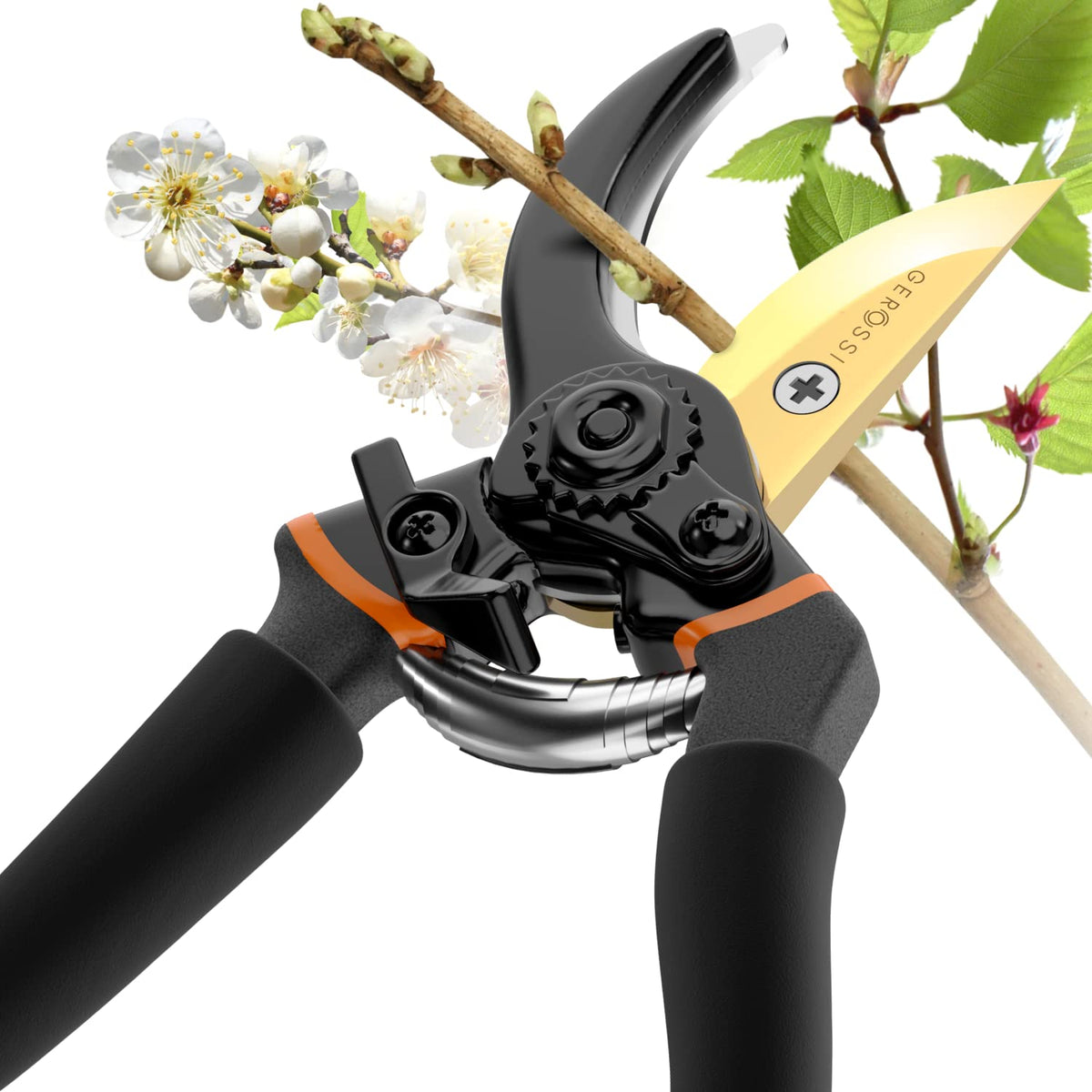 Premium Bypass Pruning Shears for your Garden - Heavy-Duty, Ultra Sharp Pruners w/Soft Cushion Grip Handle Made with Japanese Grade High Carbon Steel - Perfectly Cutting Through Anything in Your Yard