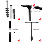 LONGRUN Hand Drill Auger Post Hole Digger, Manual Garden Hole Digging Drill Bit for Planting, Spiral Drill Planter for Bulb, Flower, Tree, Seedlings, Bedding Plants, Umbrella, Fence Holes-4"x 38"