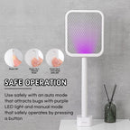 BANU Electric Fly Swatter Bug Zapper Racket, 180-Degree Folding, Adjustable 2-in-1 Mosquito Killer Lamp, Rechargeable 1200mAh Battery, 3-Layer Safety Mesh, Suitable for Indoor and Outdoor Use