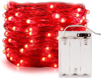 ANJAYLIA String Lights, 16.5Ft/5M 50leds Bright Light Party Home Festival Decorations Battery Operated Lights(Red)