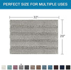 H.VERSAILTEX Bath Rugs for Bathroom Non Slip Bath Mats Extra Thick Chenille Striped Rug 20" x 32" Absorbent Non Skid Fluffy Soft Shaggy Washable Dry Fast Plush Mat for Indoor, Bath Room, Tub - Dove