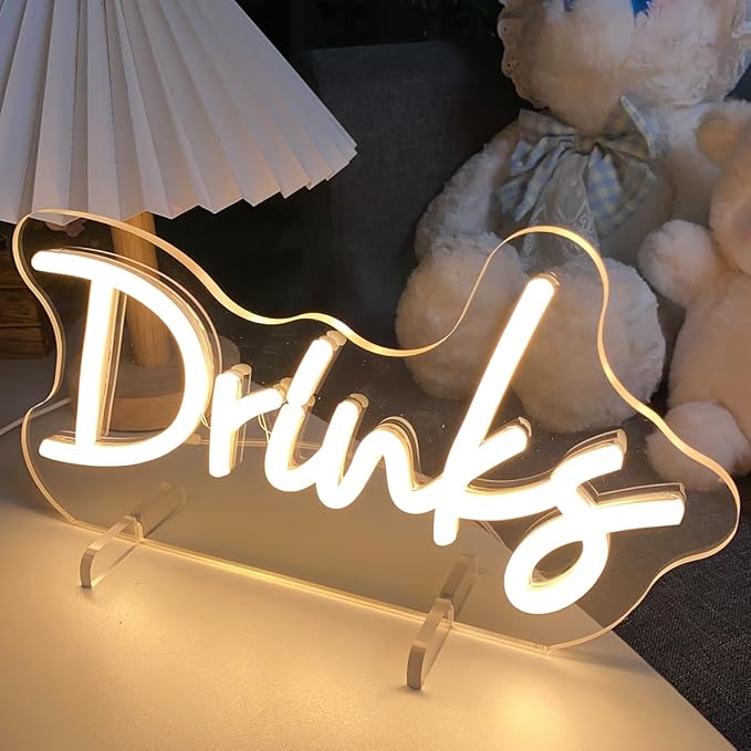 Drinks Table Number Neon Sign Desk Lamp Night Light Wedding Letter LED Neon Sign Wedding Table Decorations Neon Light Shop Bedroom Home Room Decor Christmas Party Warm White USB 30×12.7CM