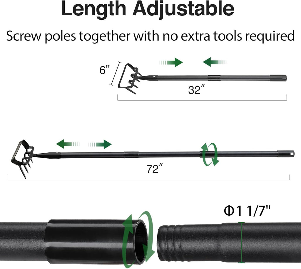 Oliynedy Stirrup Hoe Cultivator Garden Tool Heavy Duty,Scuffle Loop Hula Action Hoe Weeding Gardening Hand Tools for Women Kids Men,Metal Weeder Scraper Garden Hoe Rake Weed Puller Long Handle 32-72