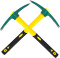 ZOENHOU 2 PCS 15-Inch Solid Pick Mattock, Forged Garden Pick, Weeding Mattock Hoe Agriculture Hand Tools with Heavy-Duty Fiberglass Handle for Weeding Cultivating Camping Prospecting